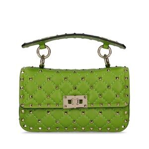 Valentino Garavani Rockstud Spike Nappa Top Handle Purse / Bag - Green